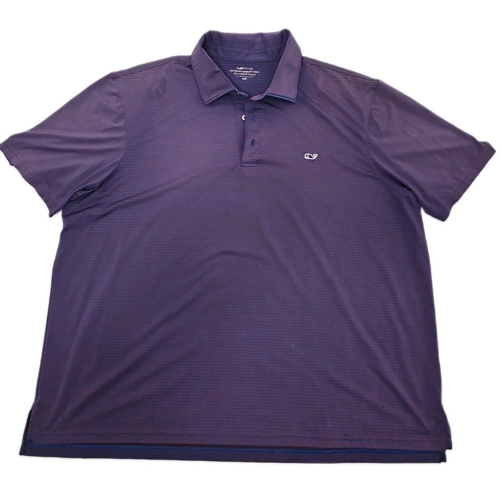 Vineyard Vines Performance RED Striped Short Sleeve Mens Polo Shirt 3XB VIOLET